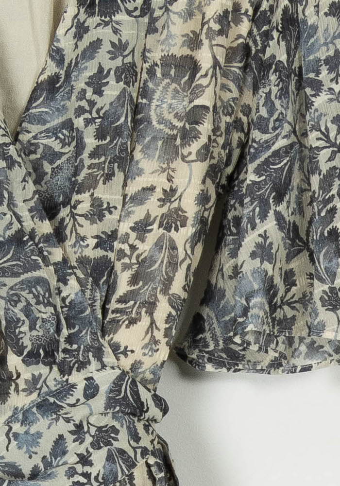 Robe Portefeuille Bleue et Beige - Taille M/38 de la marque Vanessa Bruno | PARAD121129 - Vendu par Paradigme - Image 3