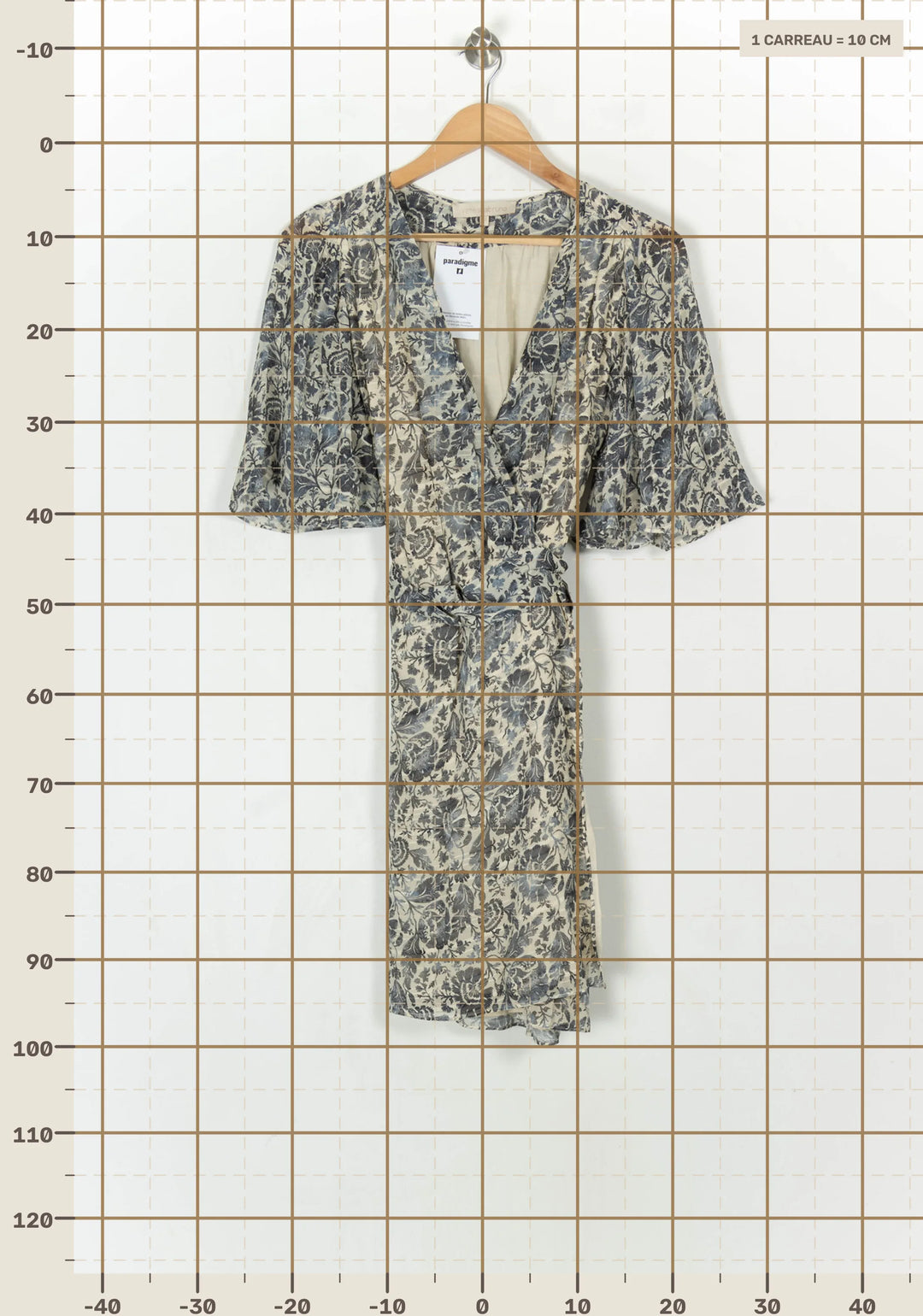 Robe Portefeuille Bleue et Beige - Taille M/38 de la marque Vanessa Bruno | PARAD121129 - Vendu par Paradigme - Image 4