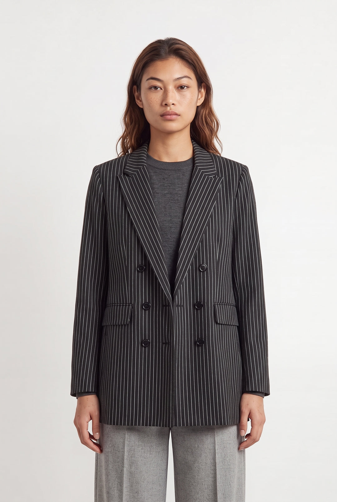 Blazer Noir à Rayures Blanches - Taille M/38 de la marque Indies | PARAD121146 - Vendu par Paradigme - Image 1