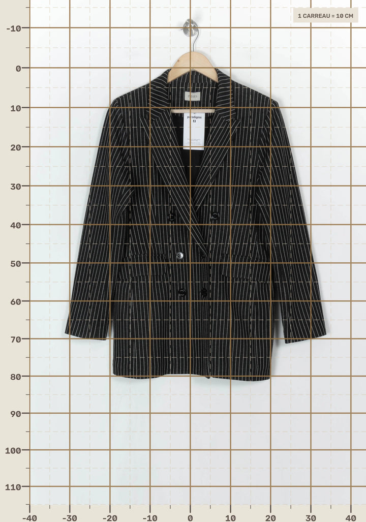 Blazer Noir à Rayures Blanches - Taille M/38 de la marque Indies | PARAD121146 - Vendu par Paradigme - Image 4