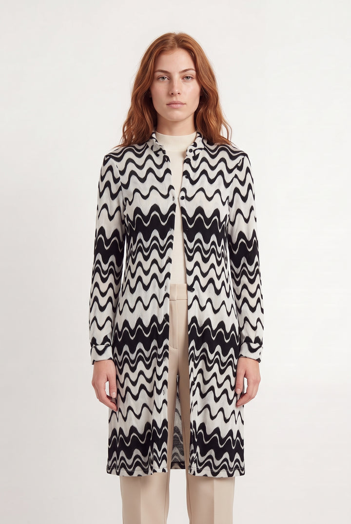Gilet Long Noir et Blanc - Taille M/38 de la marque Indies | PARAD121151 - Vendu par Paradigme - Image 1
