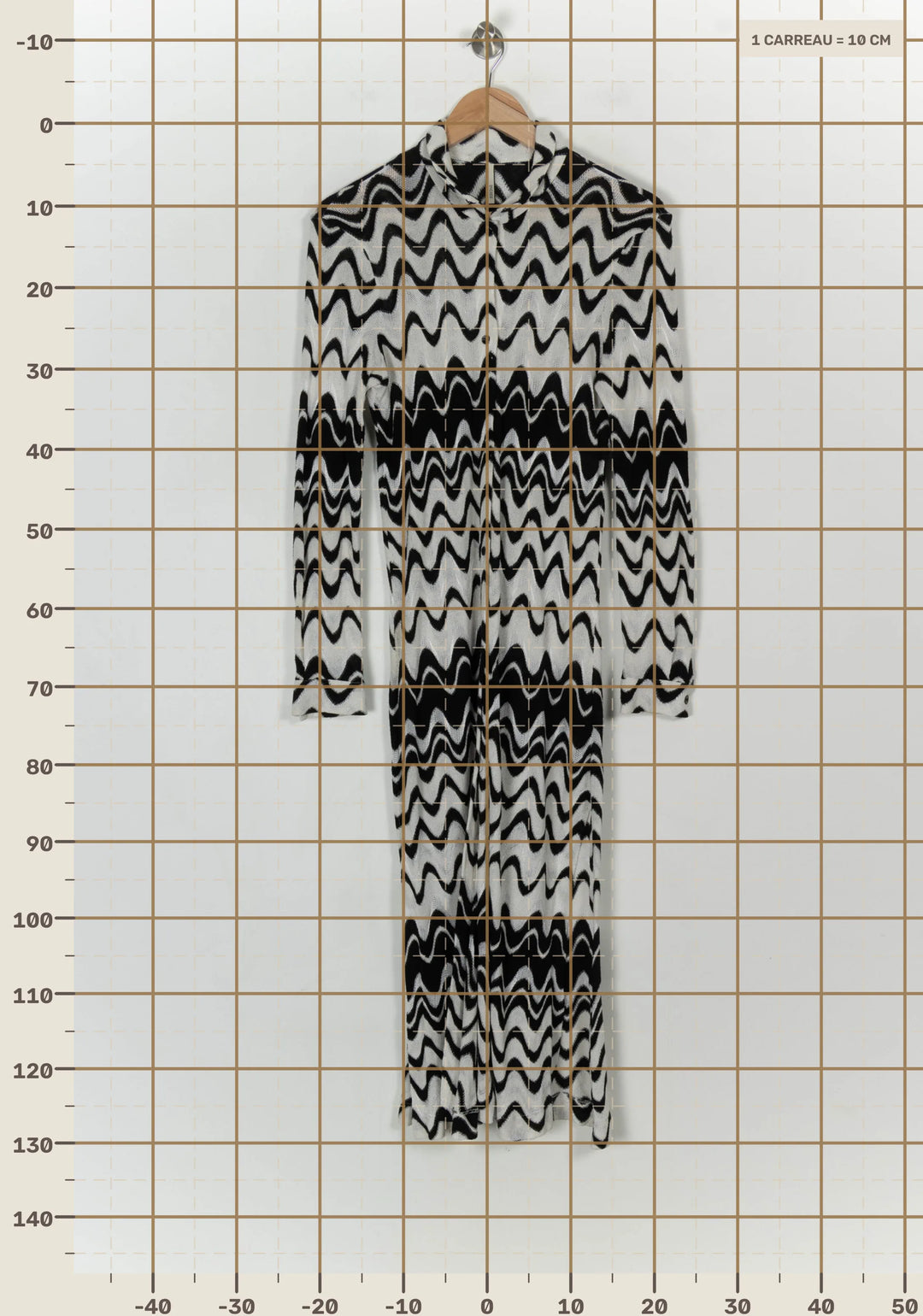 Gilet Long Noir et Blanc - Taille M/38 de la marque Indies | PARAD121151 - Vendu par Paradigme - Image 4