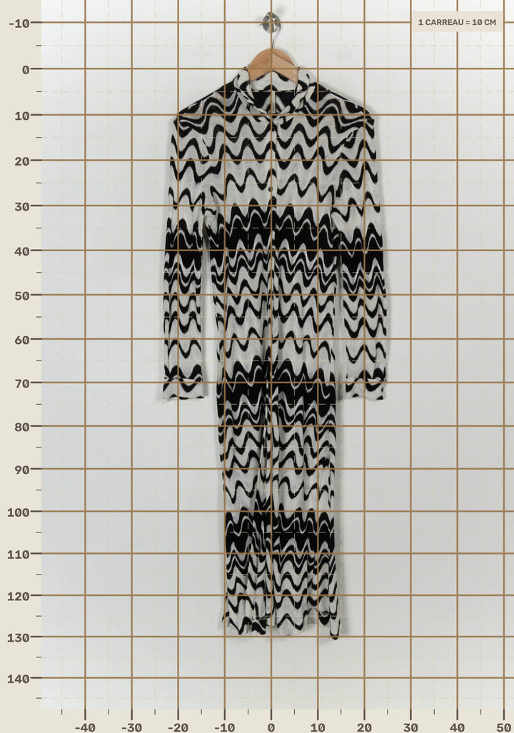 Gilet Long Noir et Blanc - Taille M/38 de la marque Indies | PARAD121151 - Vendu par Paradigme - Image 4