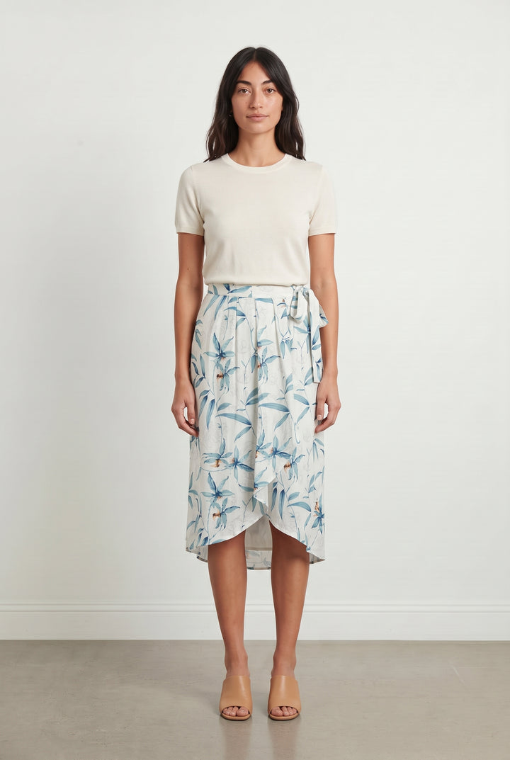 Jupe Midi Blanche et Bleue - Taille S/36 de la marque Karl Marc John | PARAD121184 - Vendu par Paradigme - Image 1