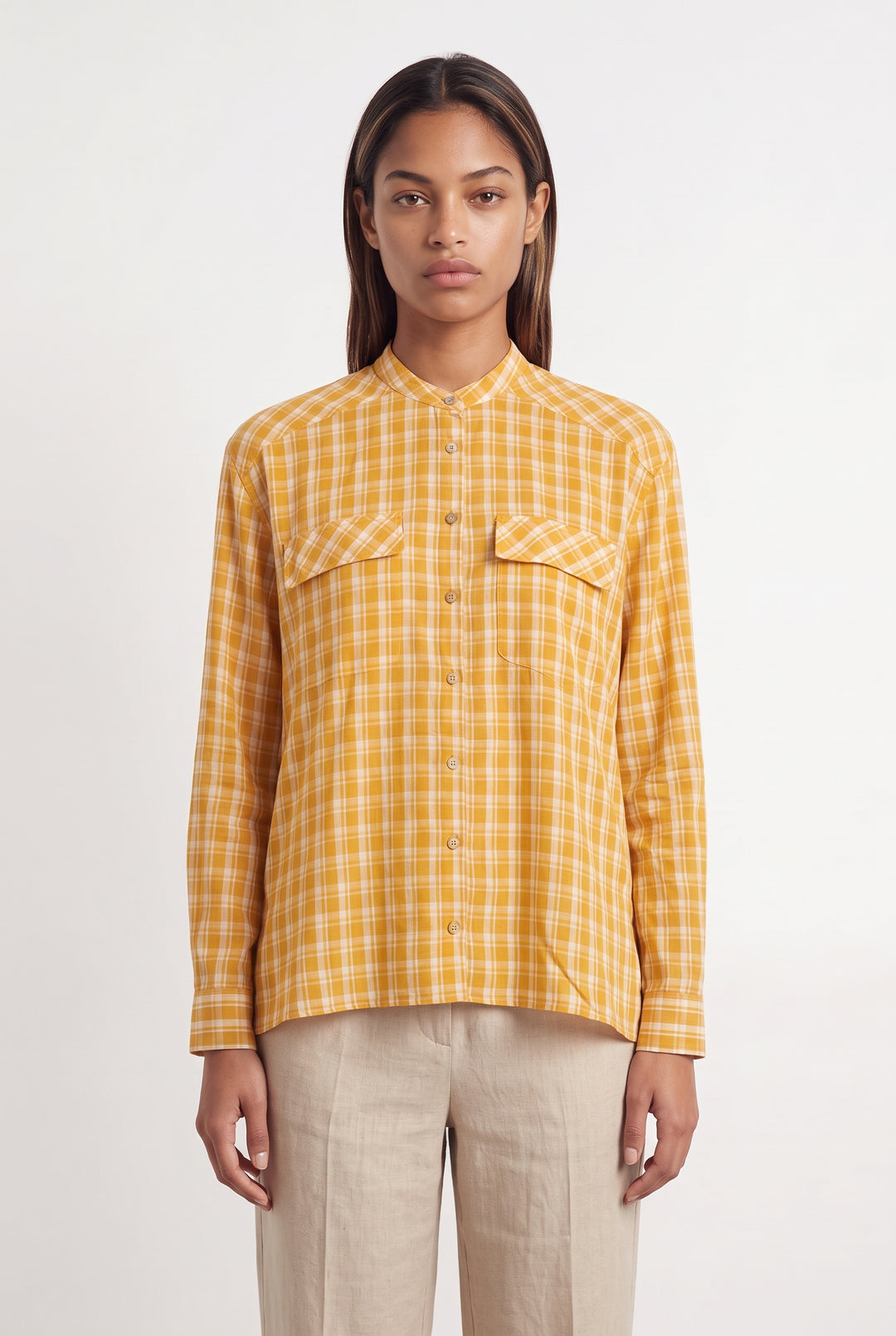 Chemise à Carreaux Jaune et Blanche - Taille XS/34 de la marque Karl Marc John | PARAD121187 - Vendu par Paradigme - Image 1