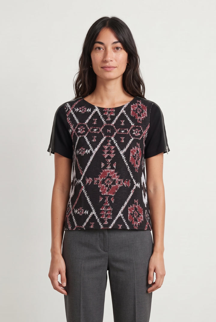 Blouse Noire et Bordeaux - Taille M/38 de la marque Sandro | PARAD121193 - Vendu par Paradigme - Image 1