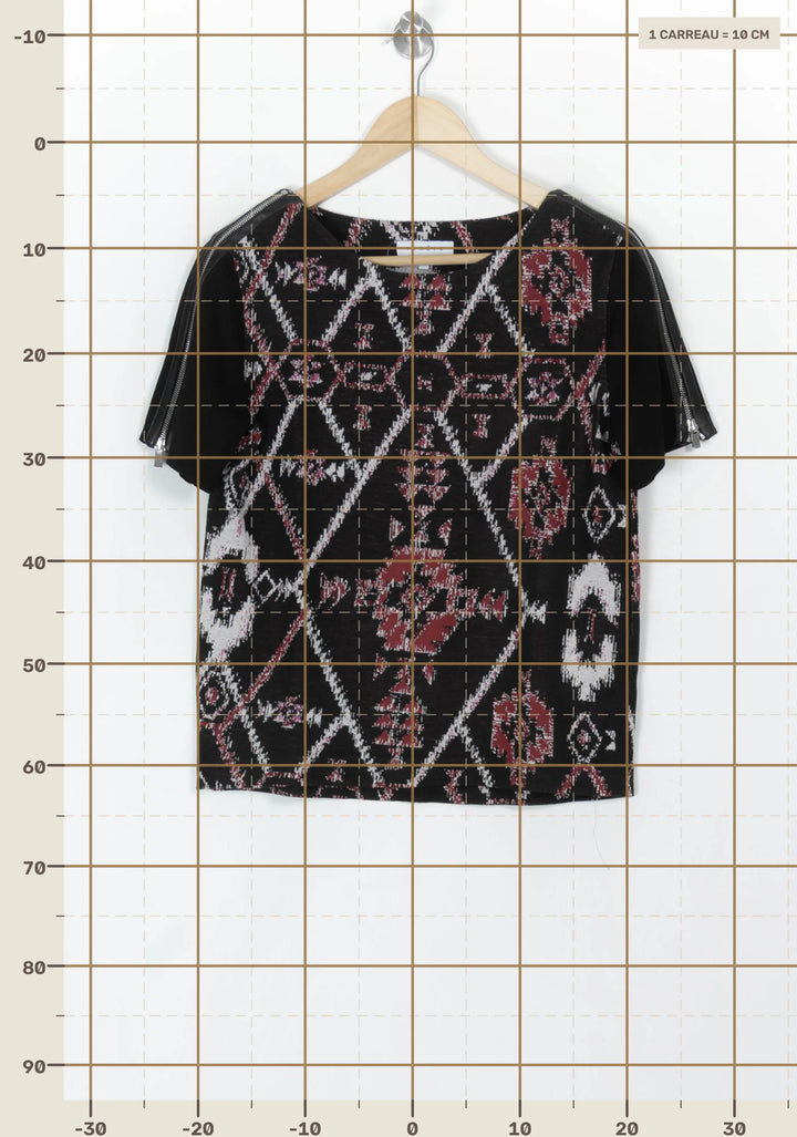 Blouse Noire et Bordeaux - Taille M/38 de la marque Sandro | PARAD121193 - Vendu par Paradigme - Image 4