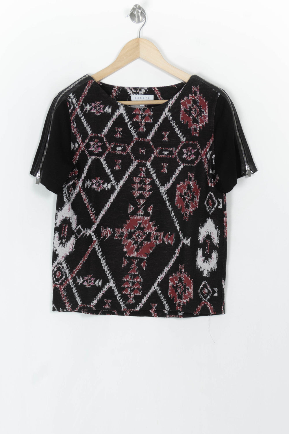 Blouse Noire et Bordeaux - Taille M/38 de la marque Sandro | PARAD121193 - Vendu par Paradigme - Image 2