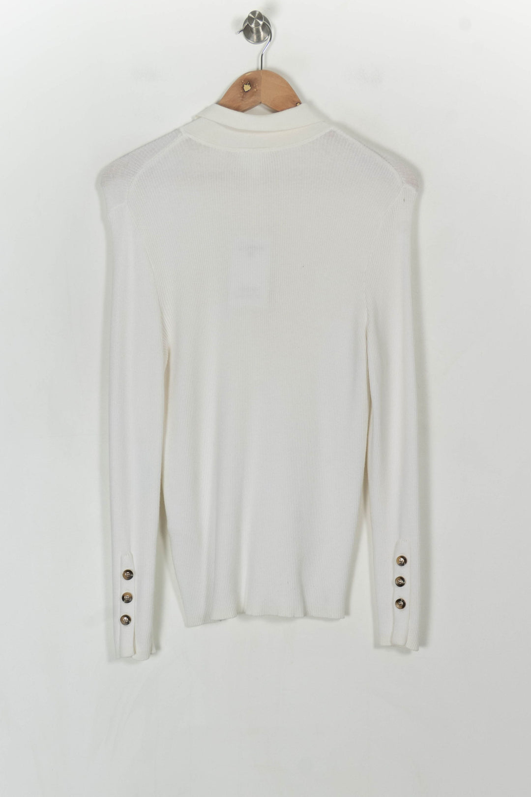 Pull Col Polo Blanc - Taille L/40 de la marque Maison 123 | PARAD121204 - Vendu par Paradigme - Image 5
