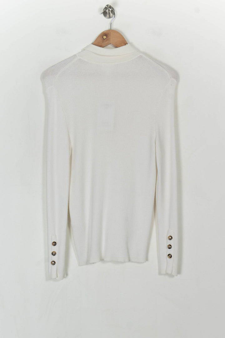 Pull Col Polo Blanc - Taille L/40 de la marque Maison 123 | PARAD121204 - Vendu par Paradigme - Image 5
