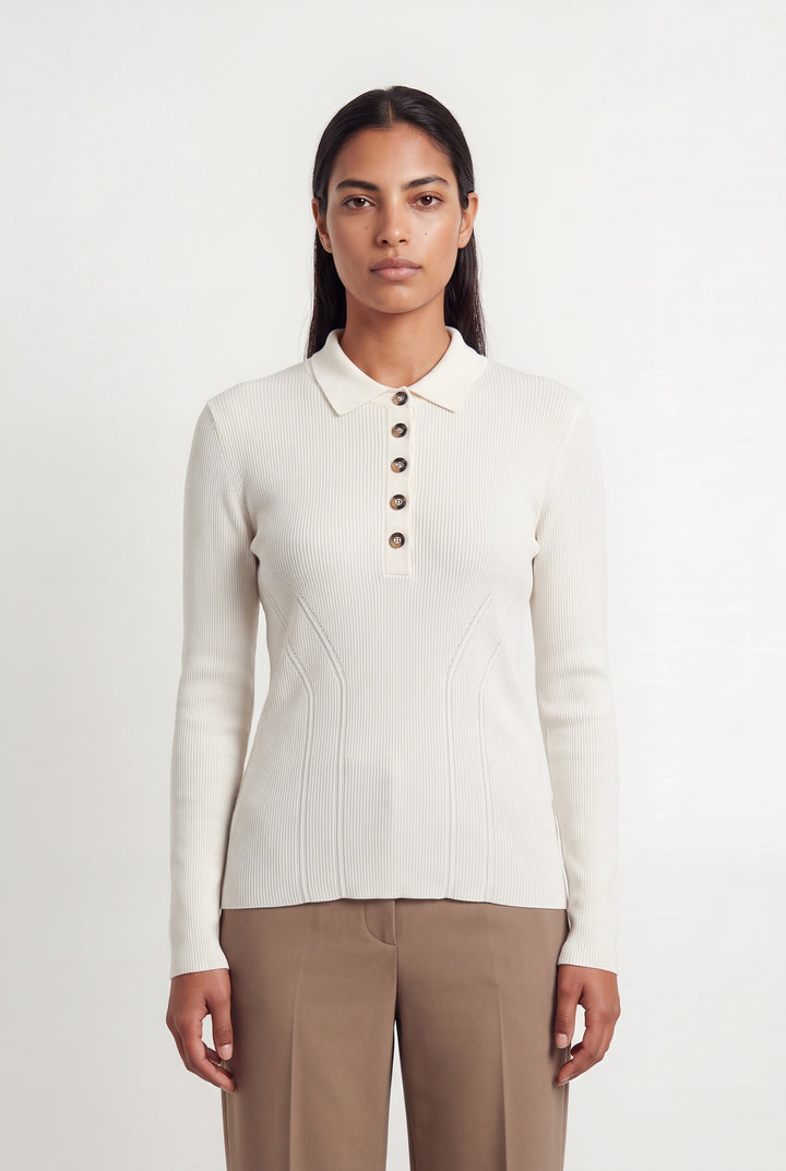 Pull Col Polo Blanc - Taille L/40 de la marque Maison 123 | PARAD121204 - Vendu par Paradigme - Image 1