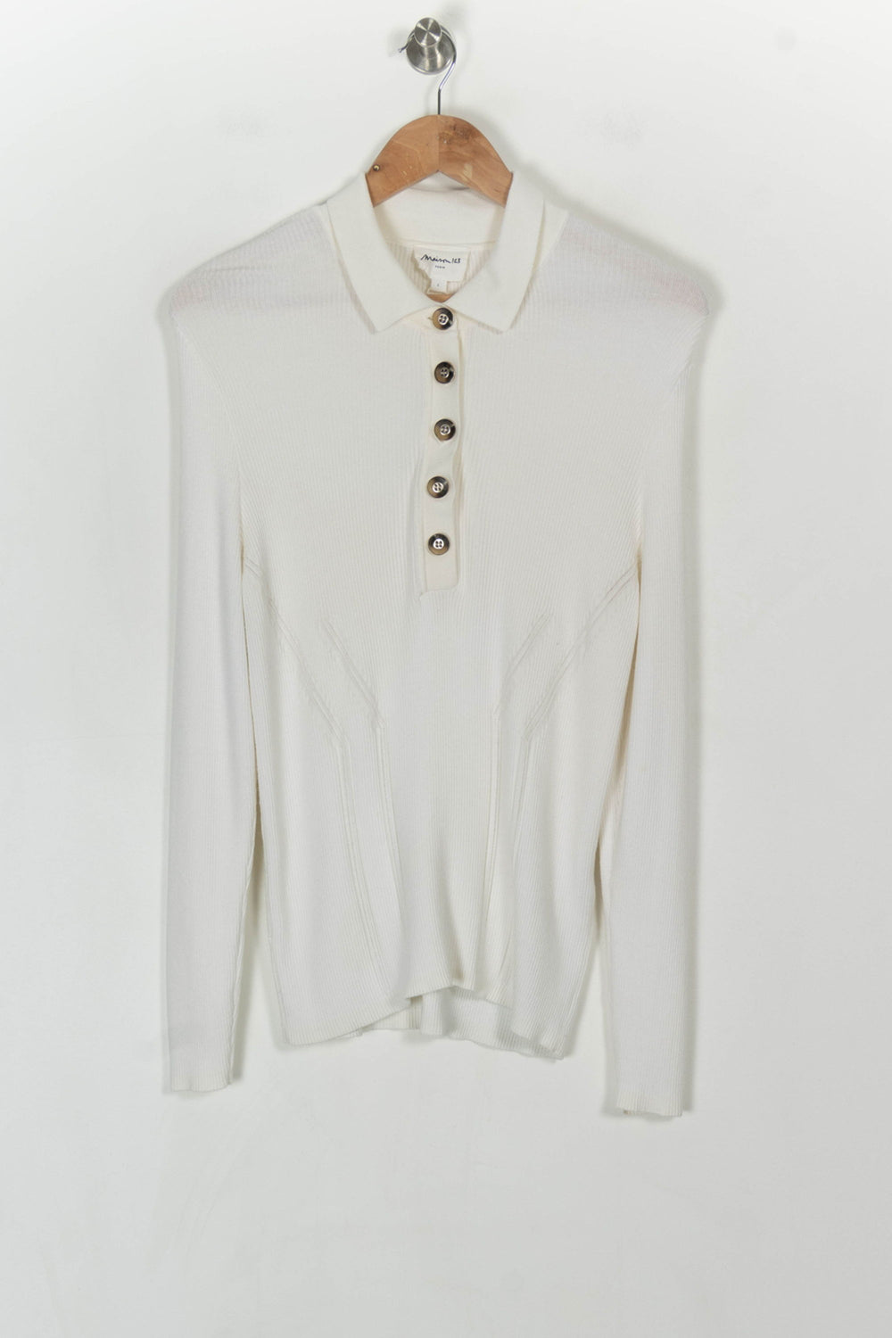Pull Col Polo Blanc - Taille L/40 de la marque Maison 123 | PARAD121204 - Vendu par Paradigme - Image 2