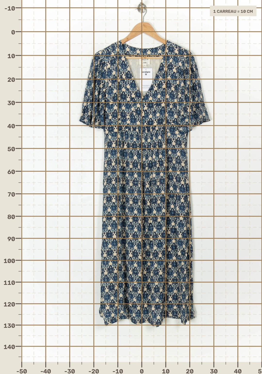 Robe Longue Bleu et Beige - Taille S/36 de la marque Maison 123 | PARAD121207 - Vendu par Paradigme - Image 4