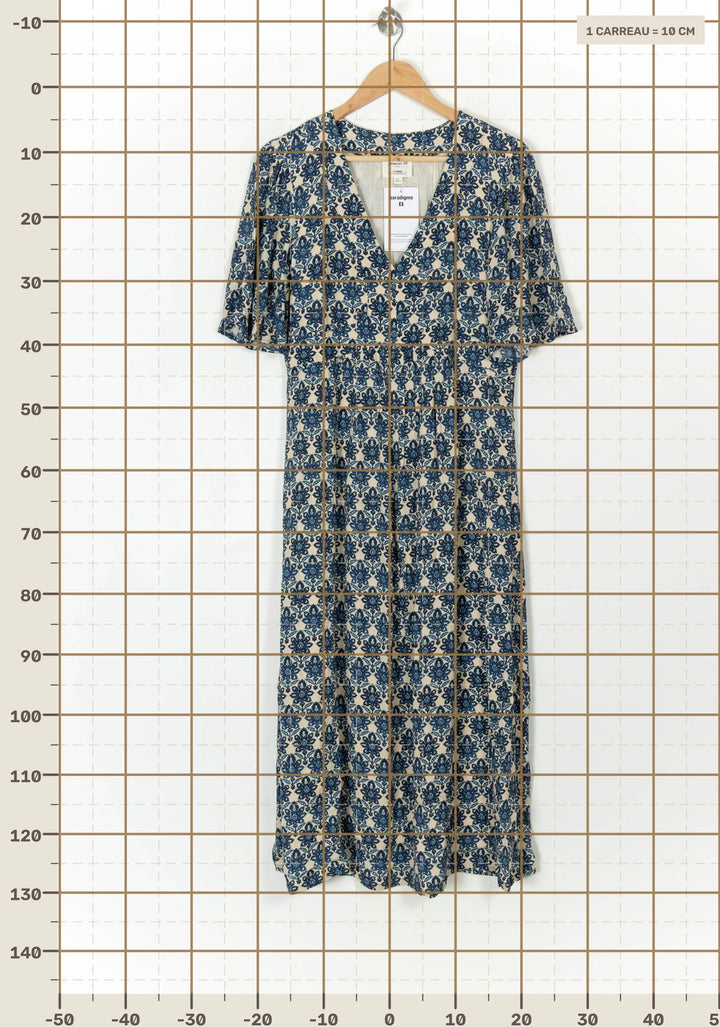 Robe Longue Bleu et Beige - Taille S/36 de la marque Maison 123 | PARAD121207 - Vendu par Paradigme - Image 4