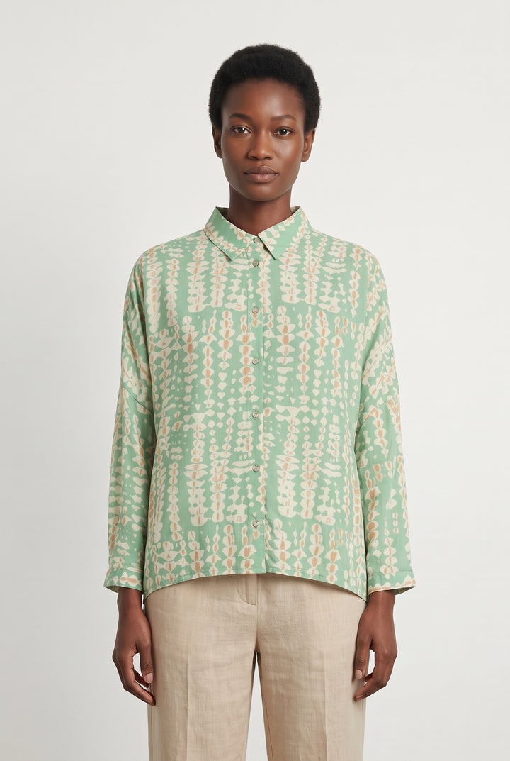 Chemise Verte et Beige - Taille S/36 de la marque Notshy Cashmere | PARAD121213 - Vendu par Paradigme - Image 1