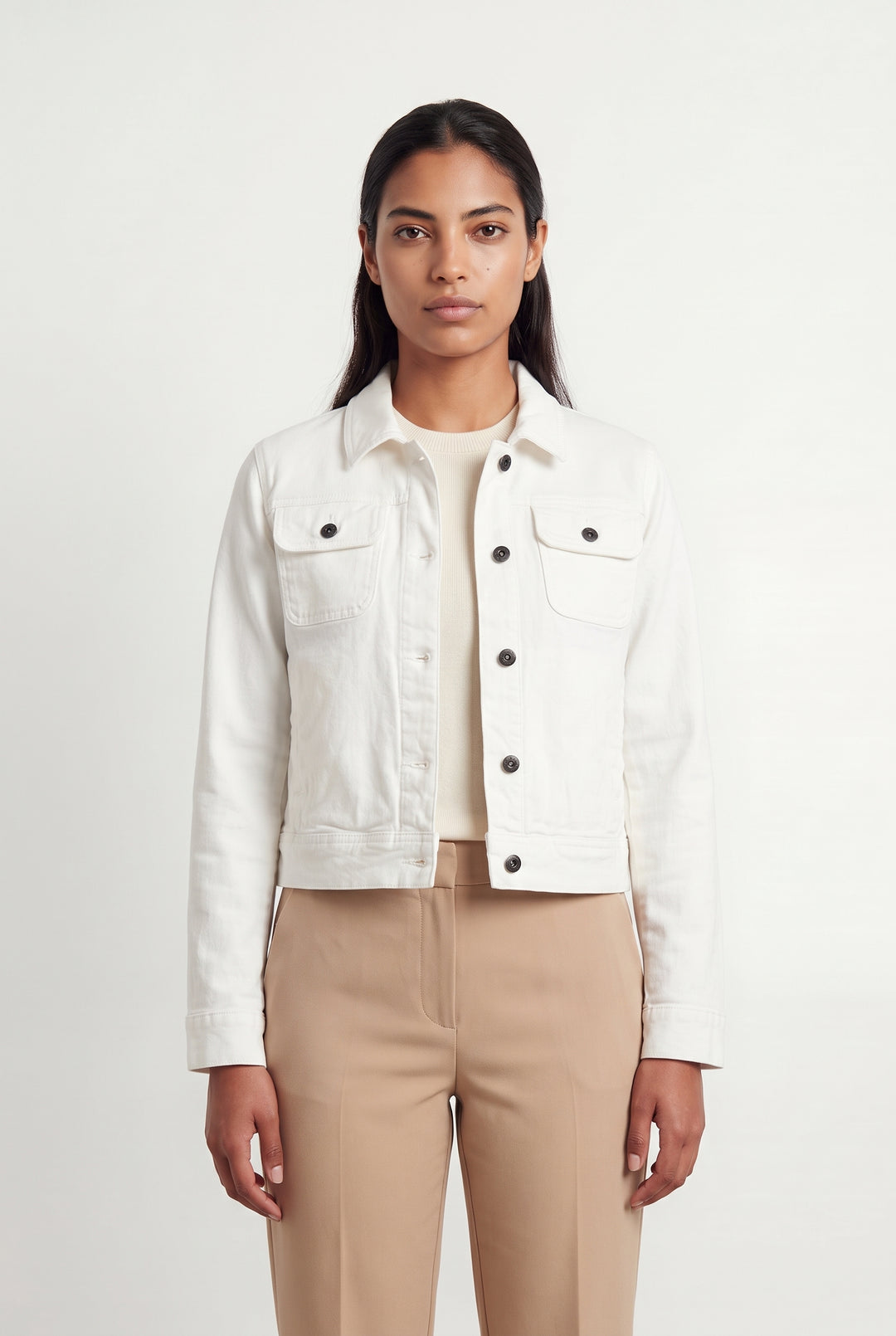 Veste en Jean Blanche - Taille L/40 de la marque La Fée Maraboutée | PARAD121215 - Vendu par Paradigme - Image 1