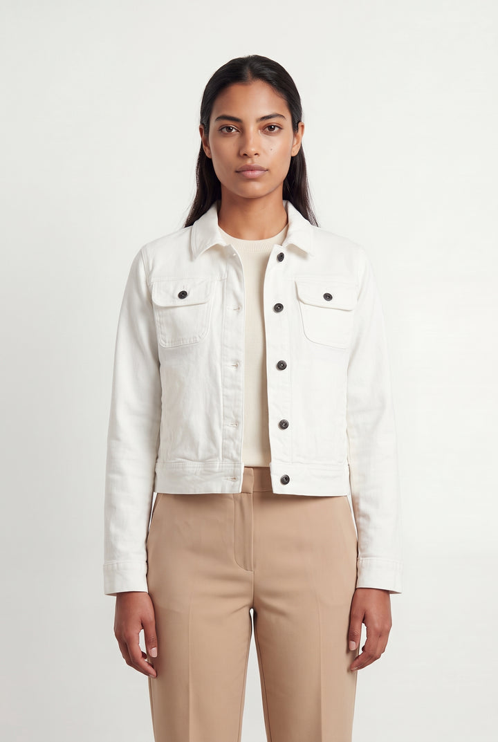 Veste en Jean Blanche - Taille L/40 de la marque La Fée Maraboutée | PARAD121215 - Vendu par Paradigme - Image 1