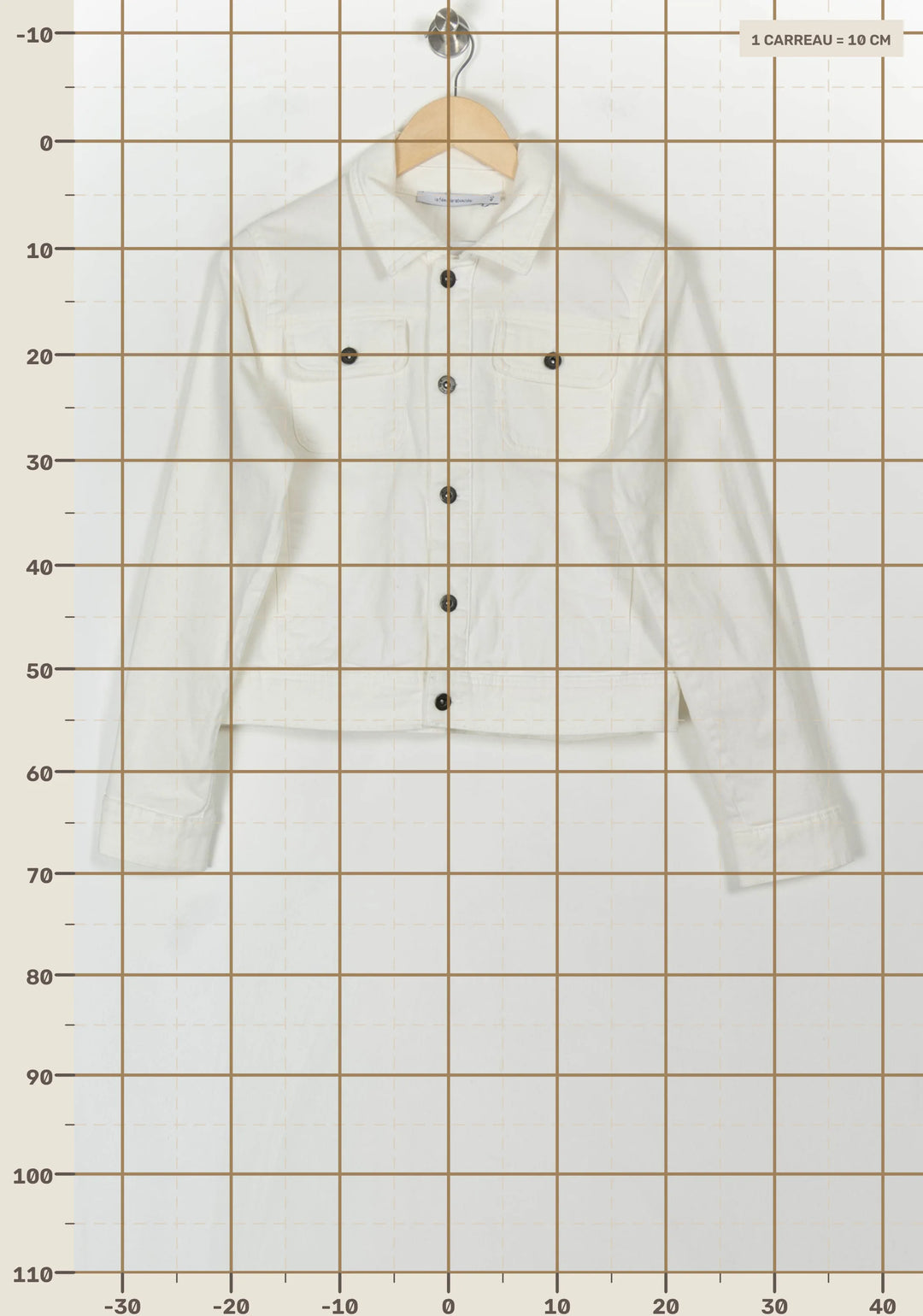 Veste en Jean Blanche - Taille L/40 de la marque La Fée Maraboutée | PARAD121215 - Vendu par Paradigme - Image 4