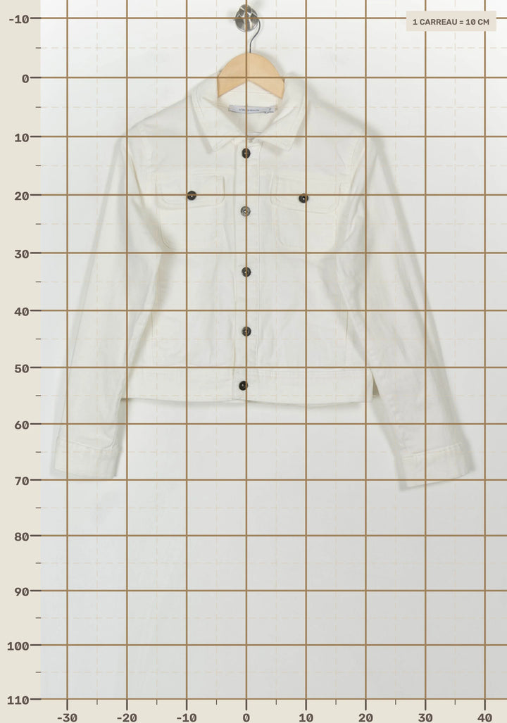 Veste en Jean Blanche - Taille L/40 de la marque La Fée Maraboutée | PARAD121215 - Vendu par Paradigme - Image 4