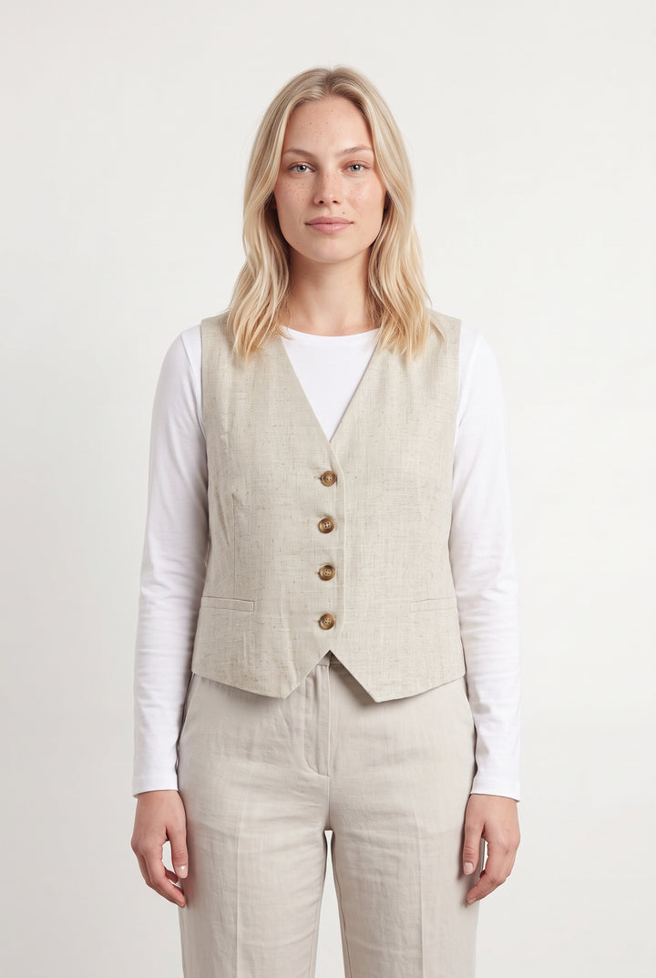 Gilet Beige - Taille L/40 de la marque La Fée Maraboutée | PARAD121229 - Vendu par Paradigme - Image 1