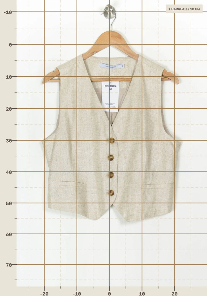 Gilet Beige - Taille L/40 de la marque La Fée Maraboutée | PARAD121229 - Vendu par Paradigme - Image 4