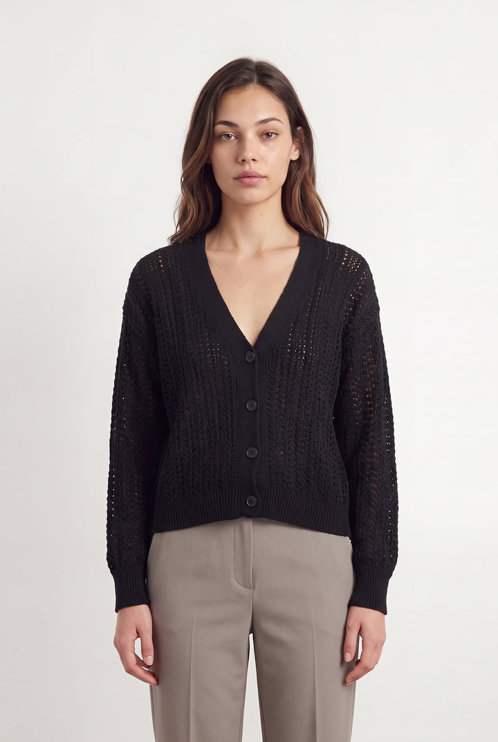 Cardigan Noir - Taille XS/34 de la marque La Fée Maraboutée | PARAD121233 - Vendu par Paradigme - Image 1