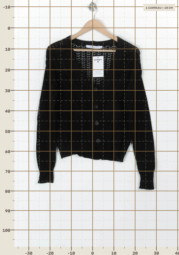 Cardigan Noir - Taille XS/34 de la marque La Fée Maraboutée | PARAD121233 - Vendu par Paradigme - Image 4