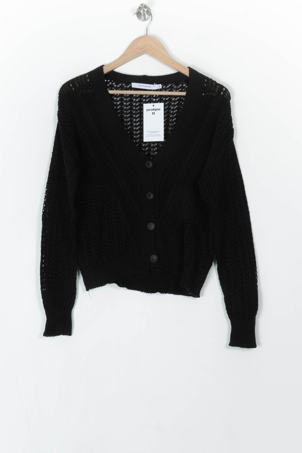 Cardigan Noir - Taille XS/34 de la marque La Fée Maraboutée | PARAD121233 - Vendu par Paradigme - Image 2
