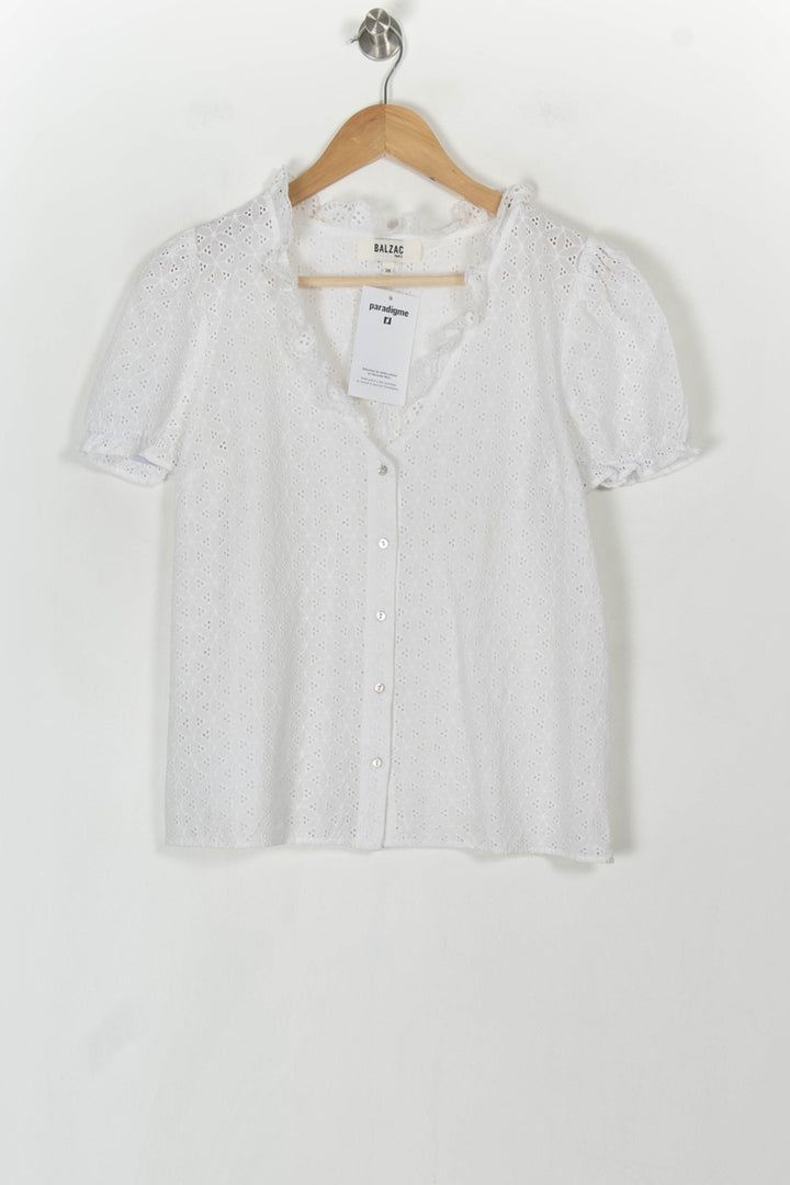Blouse Brodée Blanche - Taille M/38 de la marque Balzac Paris | PARAD121235 - Vendu par Paradigme - Image 2