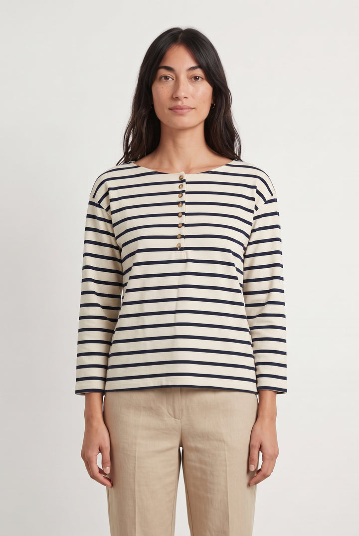 Marinière Écrue et Bleue - Taille XS/34 de la marque Sézane | PARAD121252 - Vendu par Paradigme - Image 1
