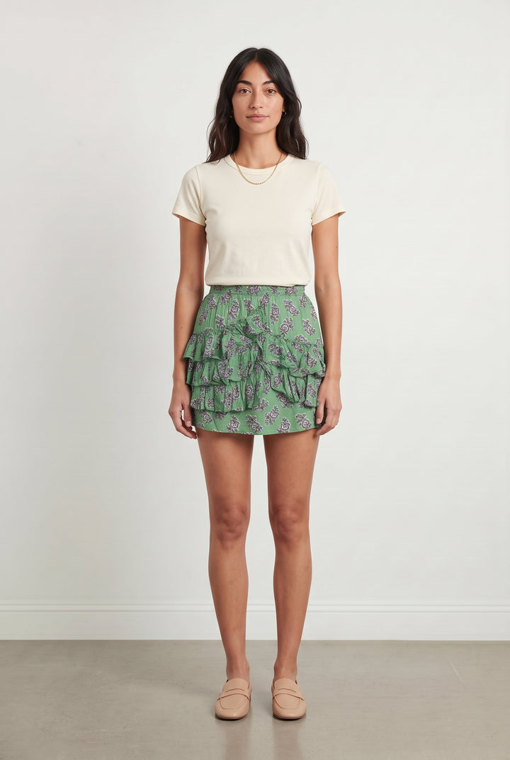 Jupe Volantée Verte à Motifs - Taille XS/34 de la marque Bérénice | PARAD121255 - Vendu par Paradigme - Image 1