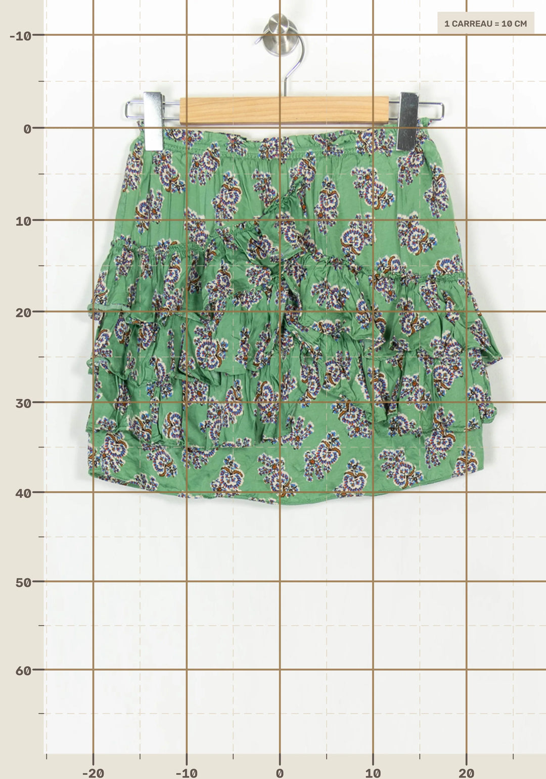 Jupe Volantée Verte à Motifs - Taille XS/34 de la marque Bérénice | PARAD121255 - Vendu par Paradigme - Image 4