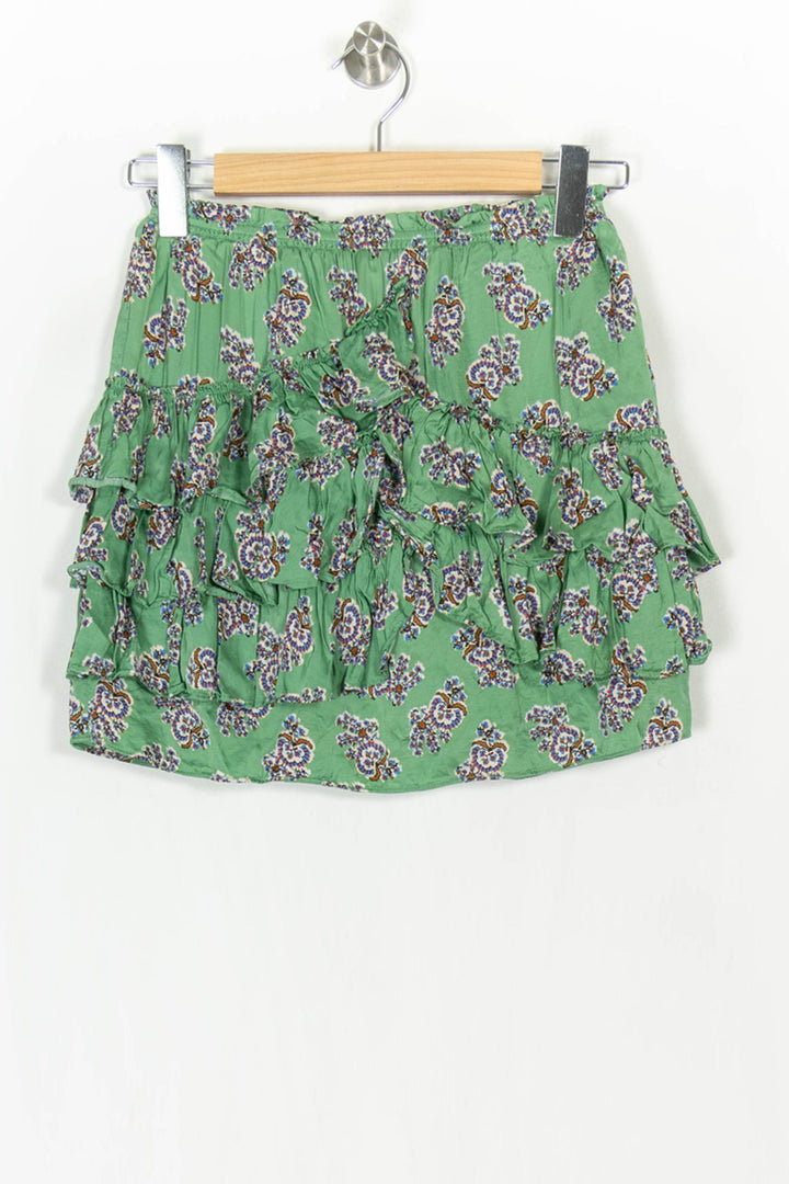 Jupe Volantée Verte à Motifs - Taille XS/34 de la marque Bérénice | PARAD121255 - Vendu par Paradigme - Image 2