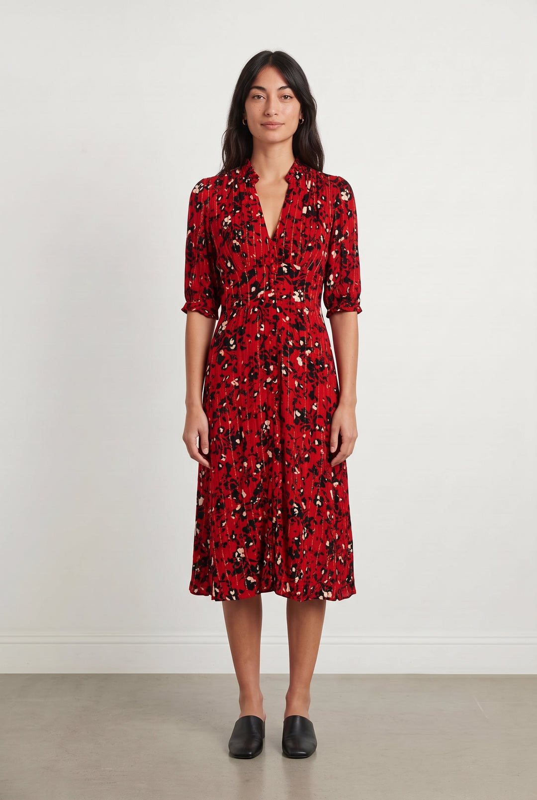 Robe Longue Rouge et Noire - Taille XS/34 de la marque ba&amp;sh | PARAD121266 - Vendu par Paradigme - Image 1