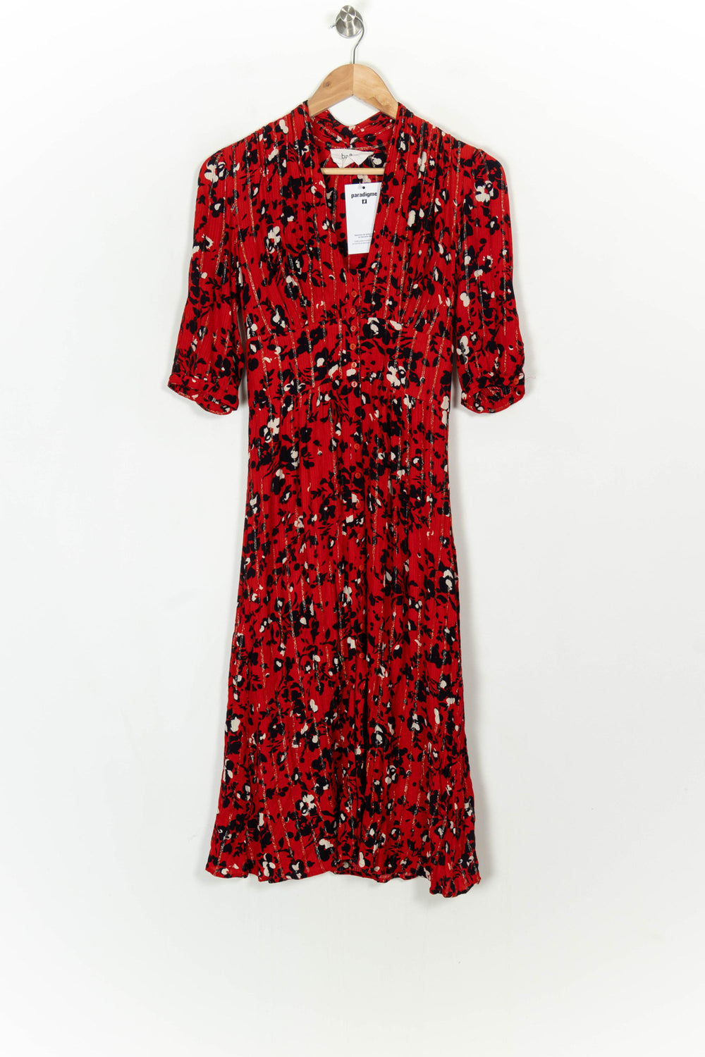 Robe Longue Rouge et Noire - Taille XS/34 de la marque ba&sh | PARAD121266 - Vendu par Paradigme - Image 2