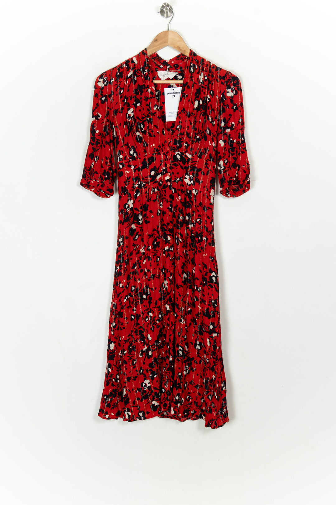 Robe Longue Rouge et Noire - Taille XS/34 de la marque ba&amp;sh | PARAD121266 - Vendu par Paradigme - Image 2