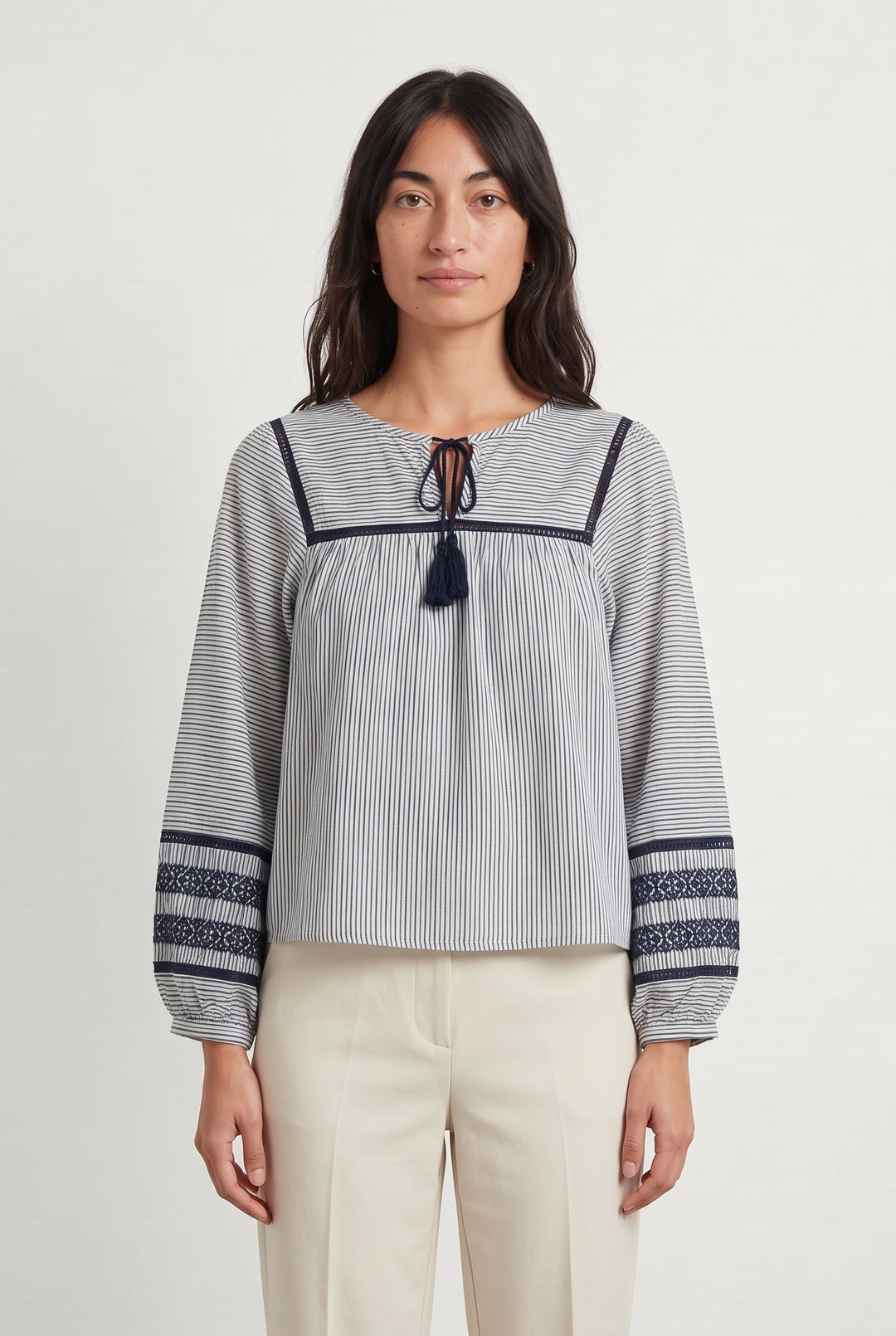 Blouse Bleue et Blanche - Taille M/38 de la marque La Fée Maraboutée | PARAD121279 - Vendu par Paradigme - Image 1