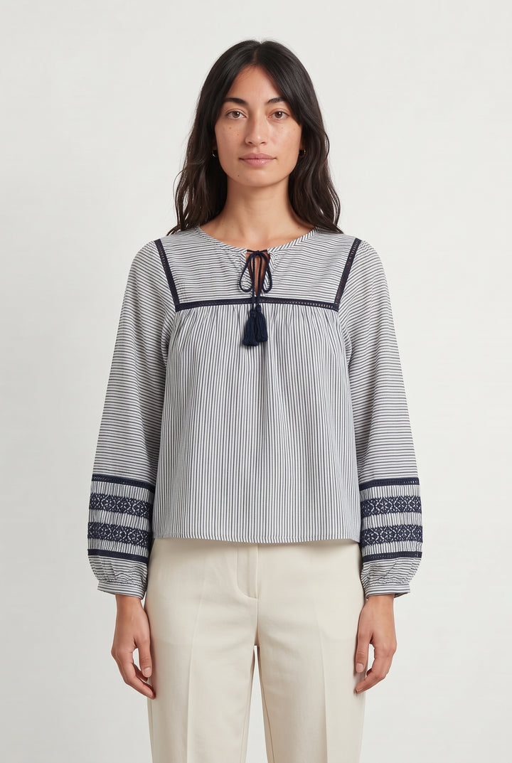 Blouse Bleue et Blanche - Taille M/38 de la marque La Fée Maraboutée | PARAD121279 - Vendu par Paradigme - Image 1