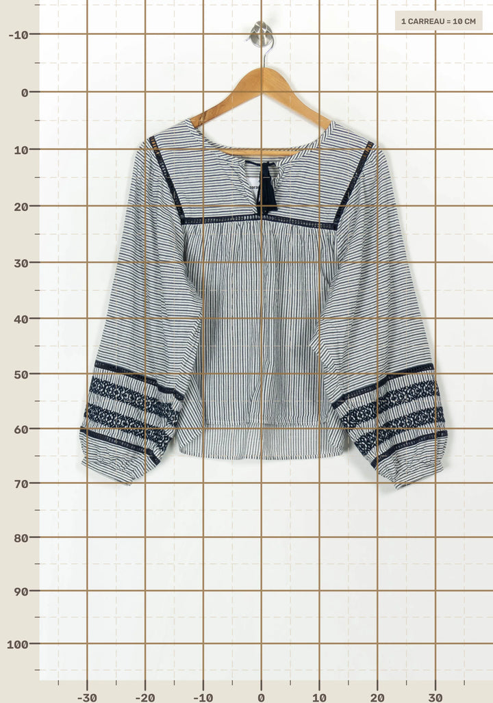Blouse Bleue et Blanche - Taille M/38 de la marque La Fée Maraboutée | PARAD121279 - Vendu par Paradigme - Image 4