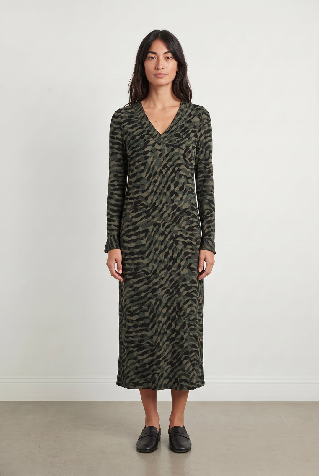 Robe Imprimée Verte et Noire - Taille XS/34 de la marque IKKS | PARAD121285 - Vendu par Paradigme - Image 1