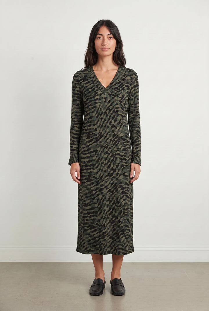 Robe Imprimée Verte et Noire - Taille XS/34 de la marque IKKS | PARAD121285 - Vendu par Paradigme - Image 1