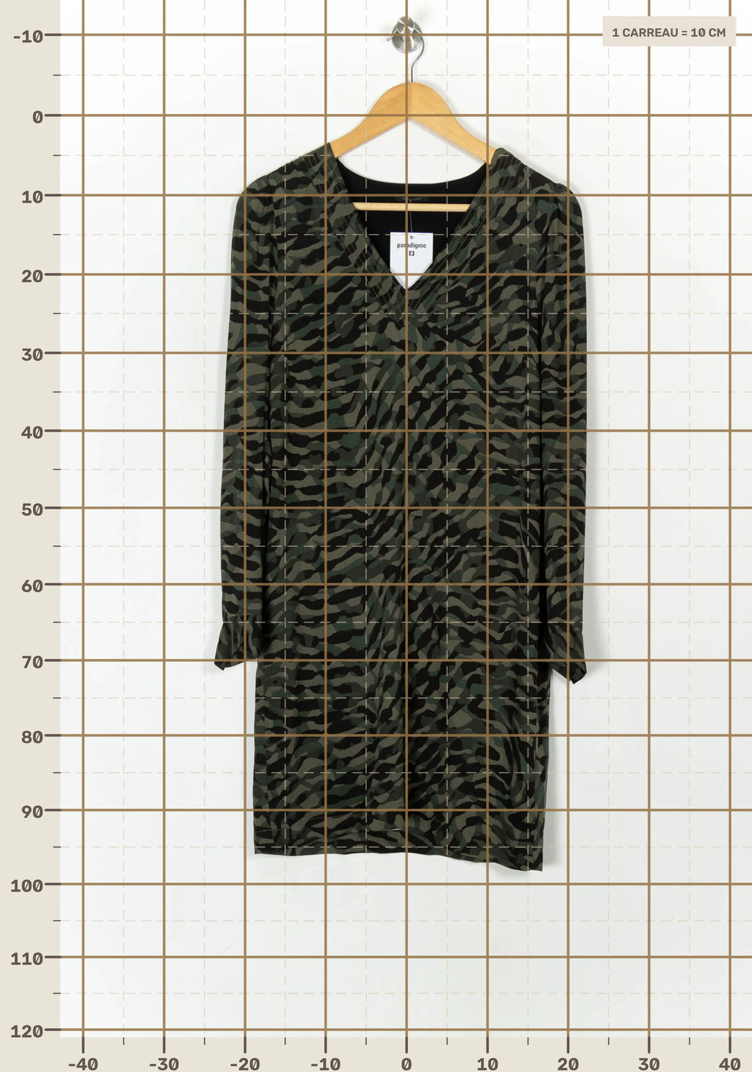 Robe Imprimée Verte et Noire - Taille XS/34 de la marque IKKS | PARAD121285 - Vendu par Paradigme - Image 4