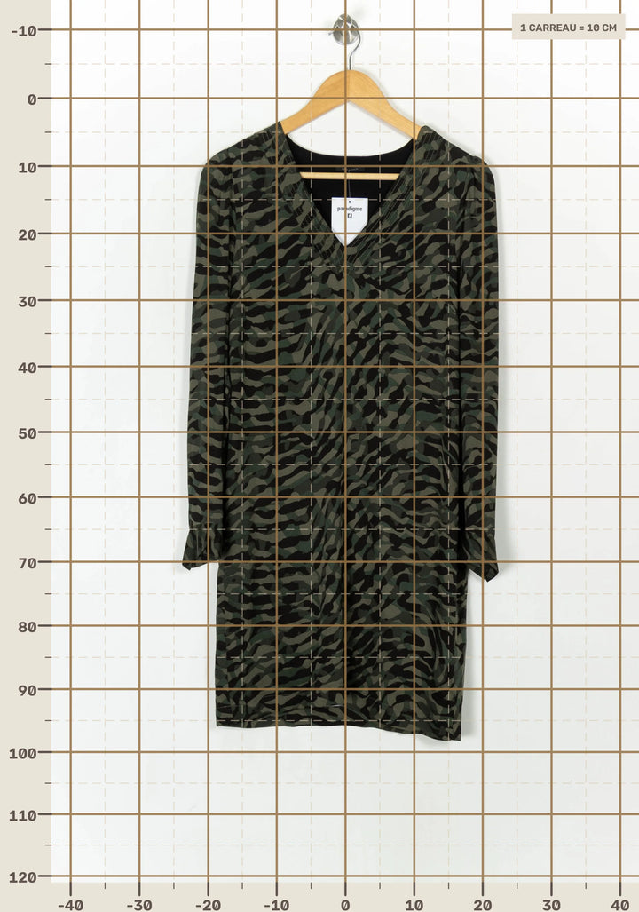 Robe Imprimée Verte et Noire - Taille XS/34 de la marque IKKS | PARAD121285 - Vendu par Paradigme - Image 4