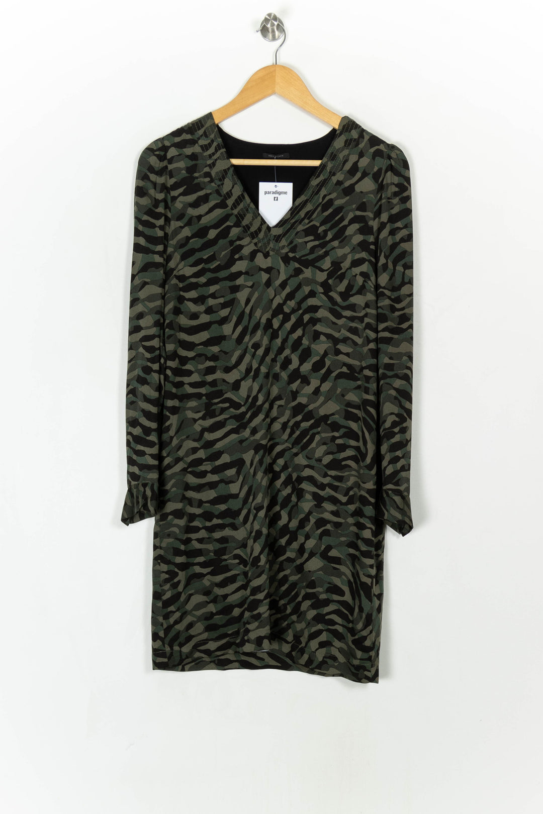 Robe Imprimée Verte et Noire - Taille XS/34 de la marque IKKS | PARAD121285 - Vendu par Paradigme - Image 2
