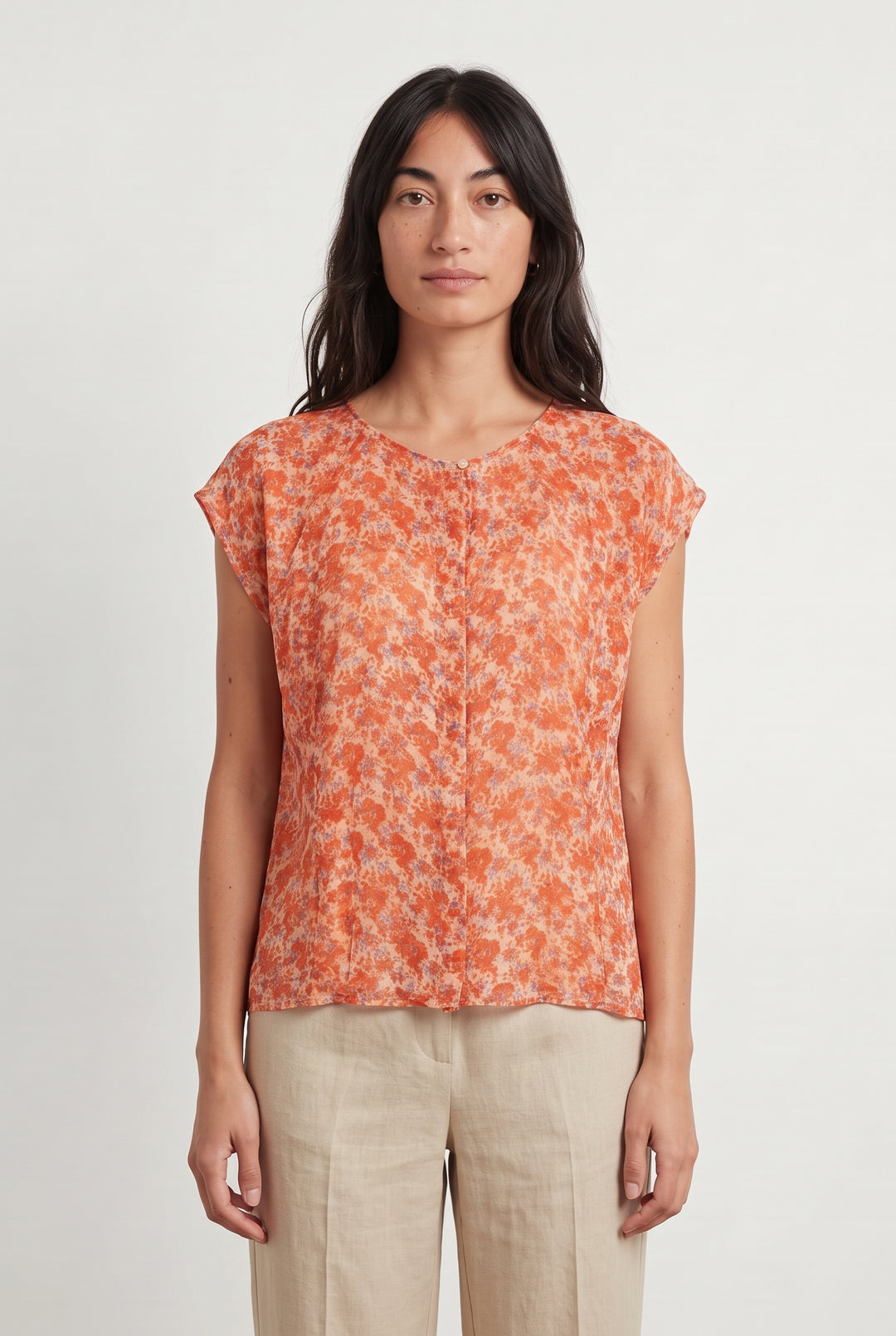 Blouse Orange et Blanche - Taille S/36 de la marque Caroll | PARAD121290 - Vendu par Paradigme - Image 1