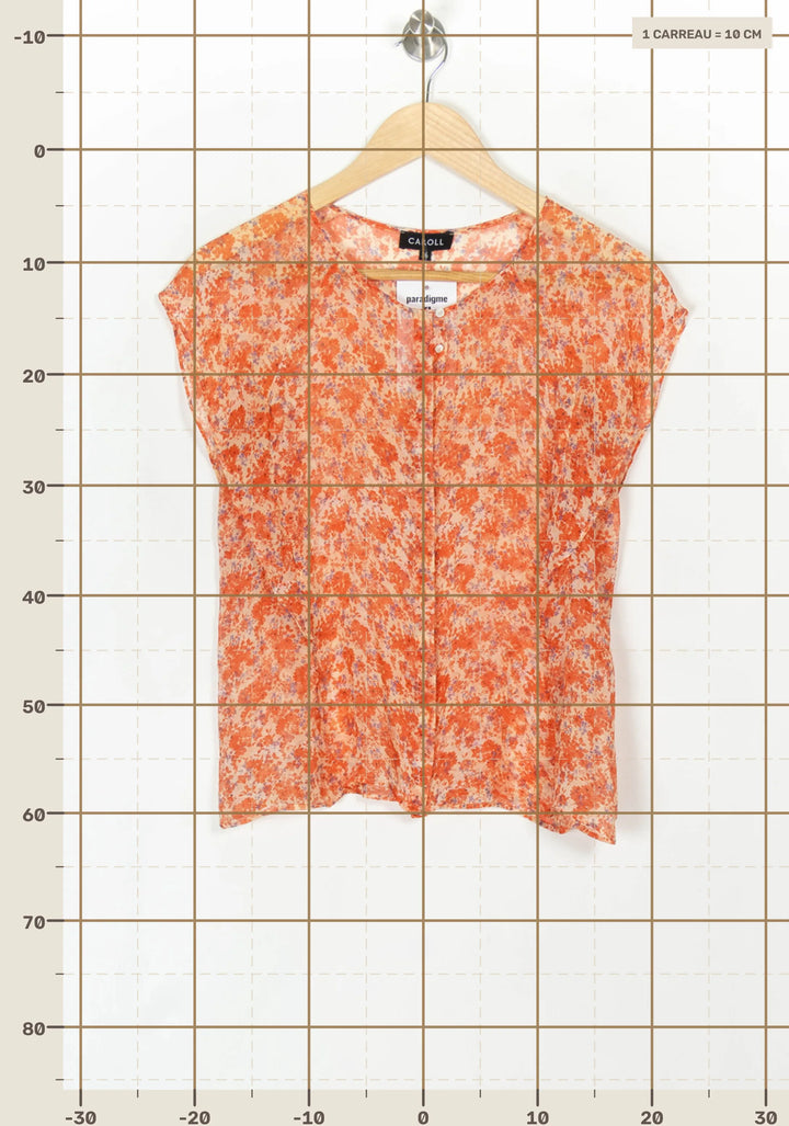 Blouse Orange et Blanche - Taille S/36 de la marque Caroll | PARAD121290 - Vendu par Paradigme - Image 4