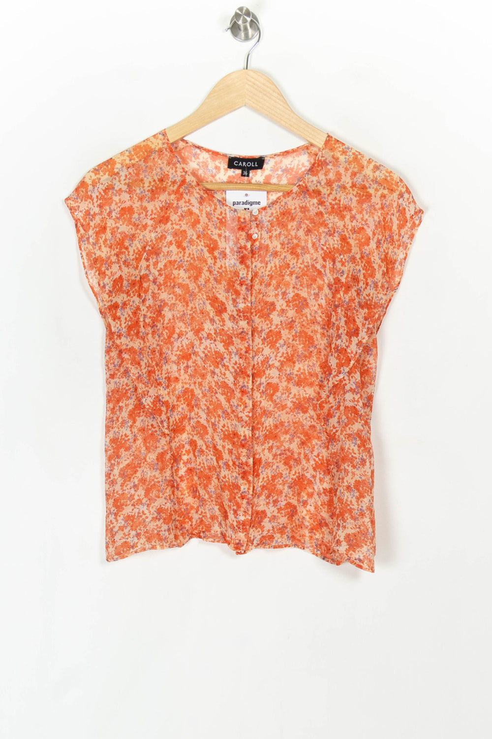 Blouse Orange et Blanche - Taille S/36 de la marque Caroll | PARAD121290 - Vendu par Paradigme - Image 2