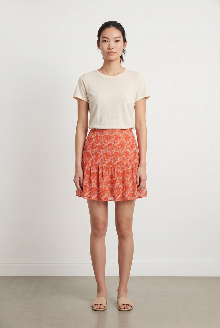 Jupe Fluide Orange et Blanche - Taille M/38 de la marque Caroll | PARAD121297 - Vendu par Paradigme - Image 1
