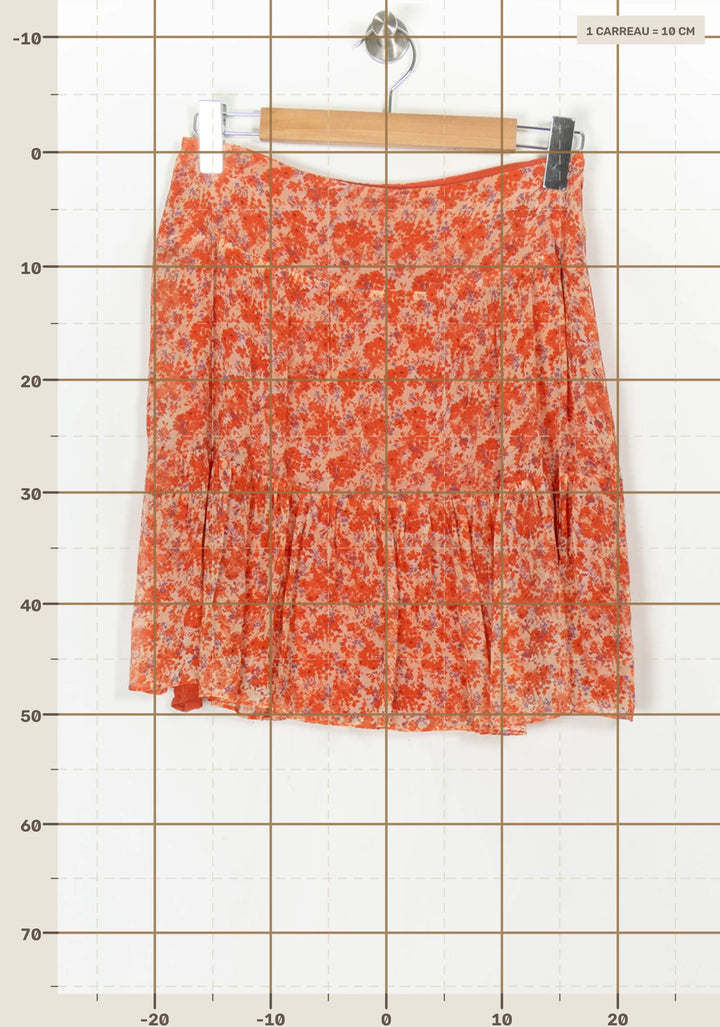 Jupe Fluide Orange et Blanche - Taille M/38 de la marque Caroll | PARAD121297 - Vendu par Paradigme - Image 4
