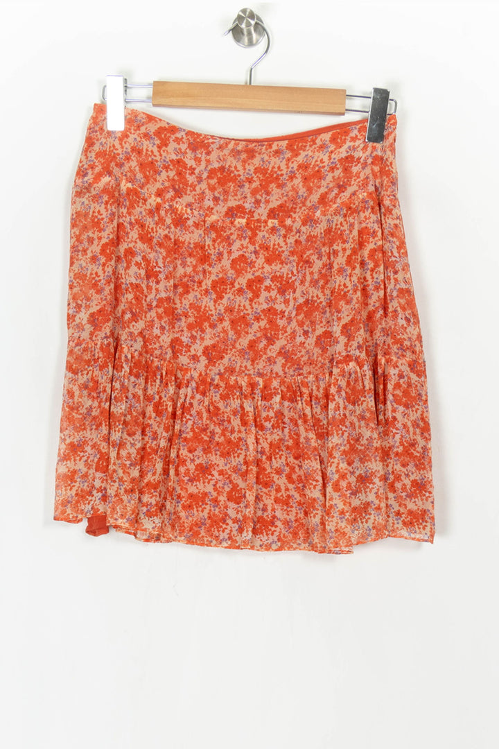 Jupe Fluide Orange et Blanche - Taille M/38 de la marque Caroll | PARAD121297 - Vendu par Paradigme - Image 2